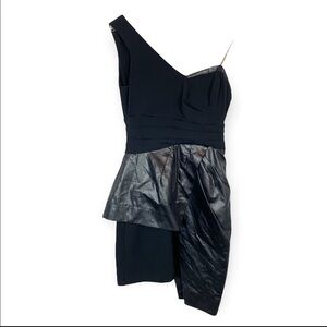 BCBGMAXAZRIA runway sample size 2 one shoulder faux leather cocktail dress mini